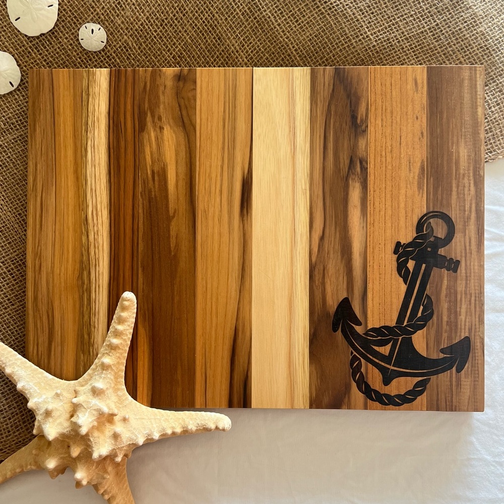 16” Teak Cutting Board - Anchor